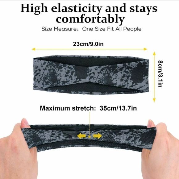 Camo Headband Stretch Sports Yoga Gym Hair Band Wrap Sweatband for Women Men US - Picture 3 of 5